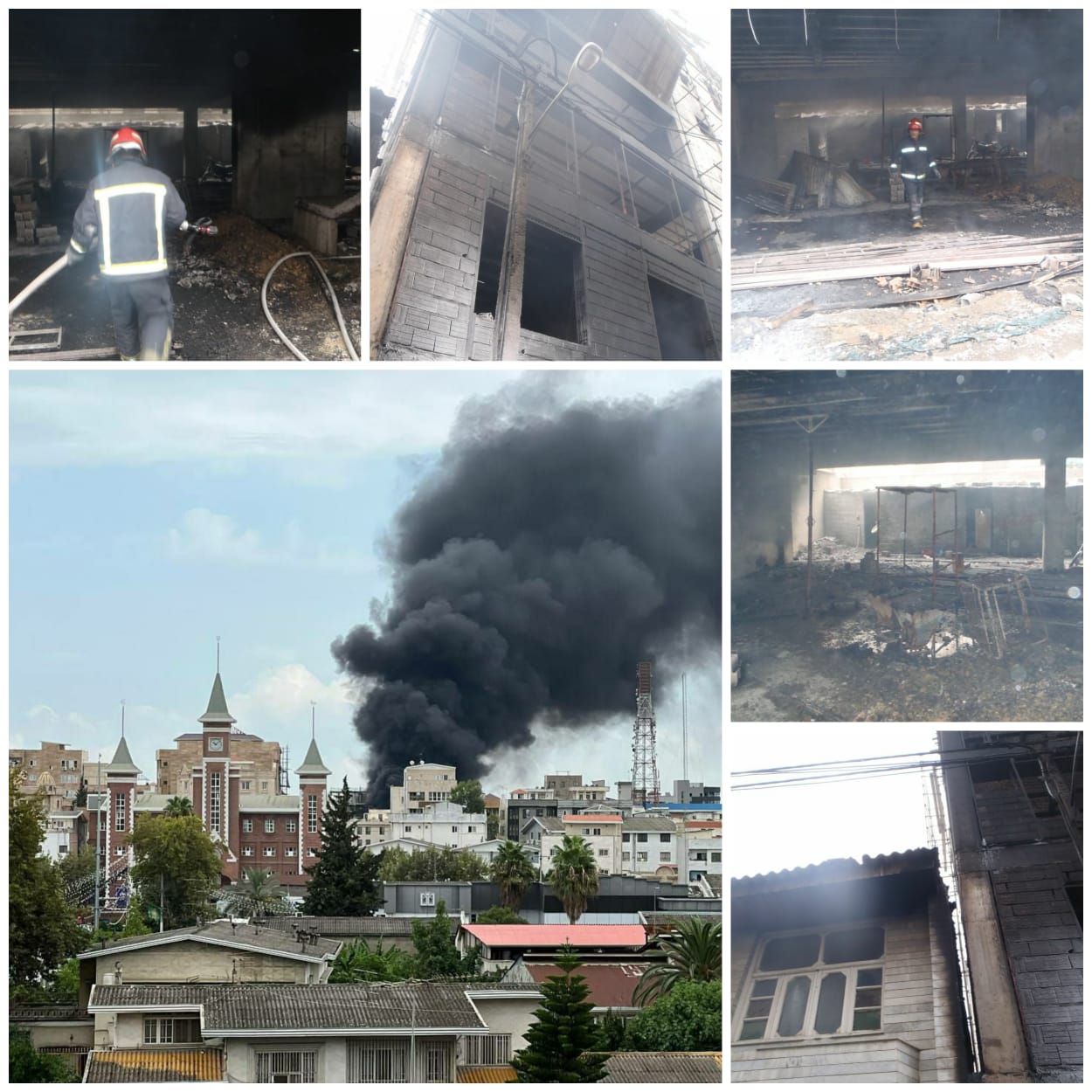 مهار آتش سوزی ساختمان در حال ساخت در بابل