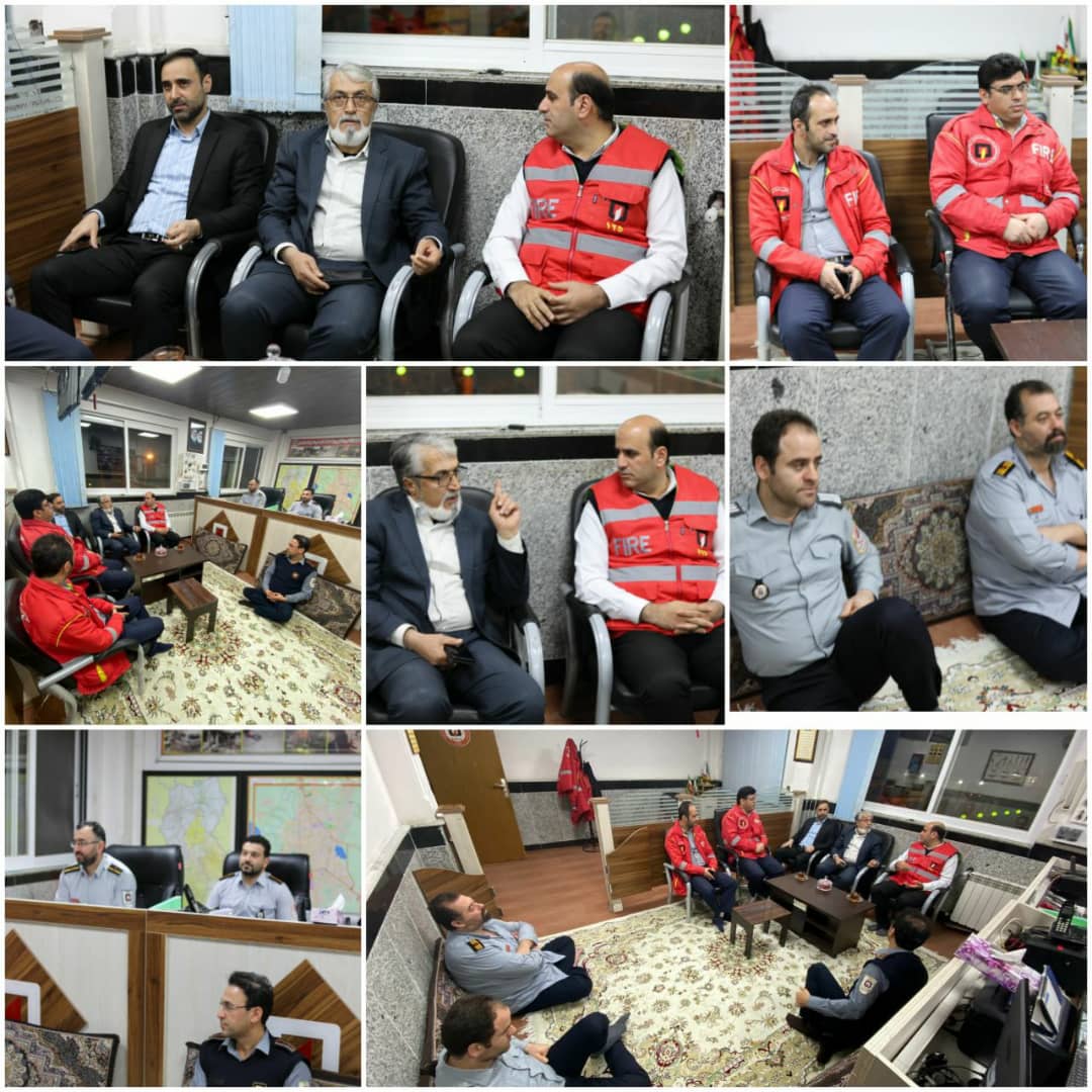 بازدید محمدقاسم دابوئیان سرپرست شهرداری بابل  ، سیدمازیارحسنی مدیرعامل سازمان آتش نشانی و جلال ذکریانتاج مدیر روابط عمومی شهرداری از محل&zwnj;های استقرار تیم&zwnj;های عملیاتی آتش&zwnj;نشانی و ایستگاه&zwnj;های آماده سازمان در شب چهارشنبه آخرسال